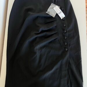 New York & Co Women's Size 0 Black Draped Faux Button Knee Length Skirt